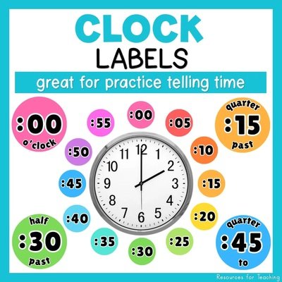 Telling Time Clock Labels – Digital Marketing Platform Products By Resources for Teaching