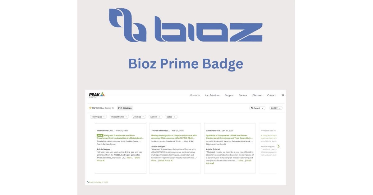PEAK Scientific and Bioz Extend Partnership, Delivering Data-Driven Validation to Scientists